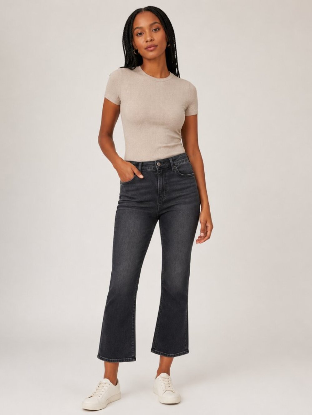 Madewell Mid-Rise Kick Out Jeans Faded Black Lunar Wash Size 27 Flare Cropped